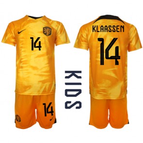 Netherlands Davy Klaassen #14 Replica Home Stadium Kit for Kids World Cup 2022 Short Sleeve (+ pants)